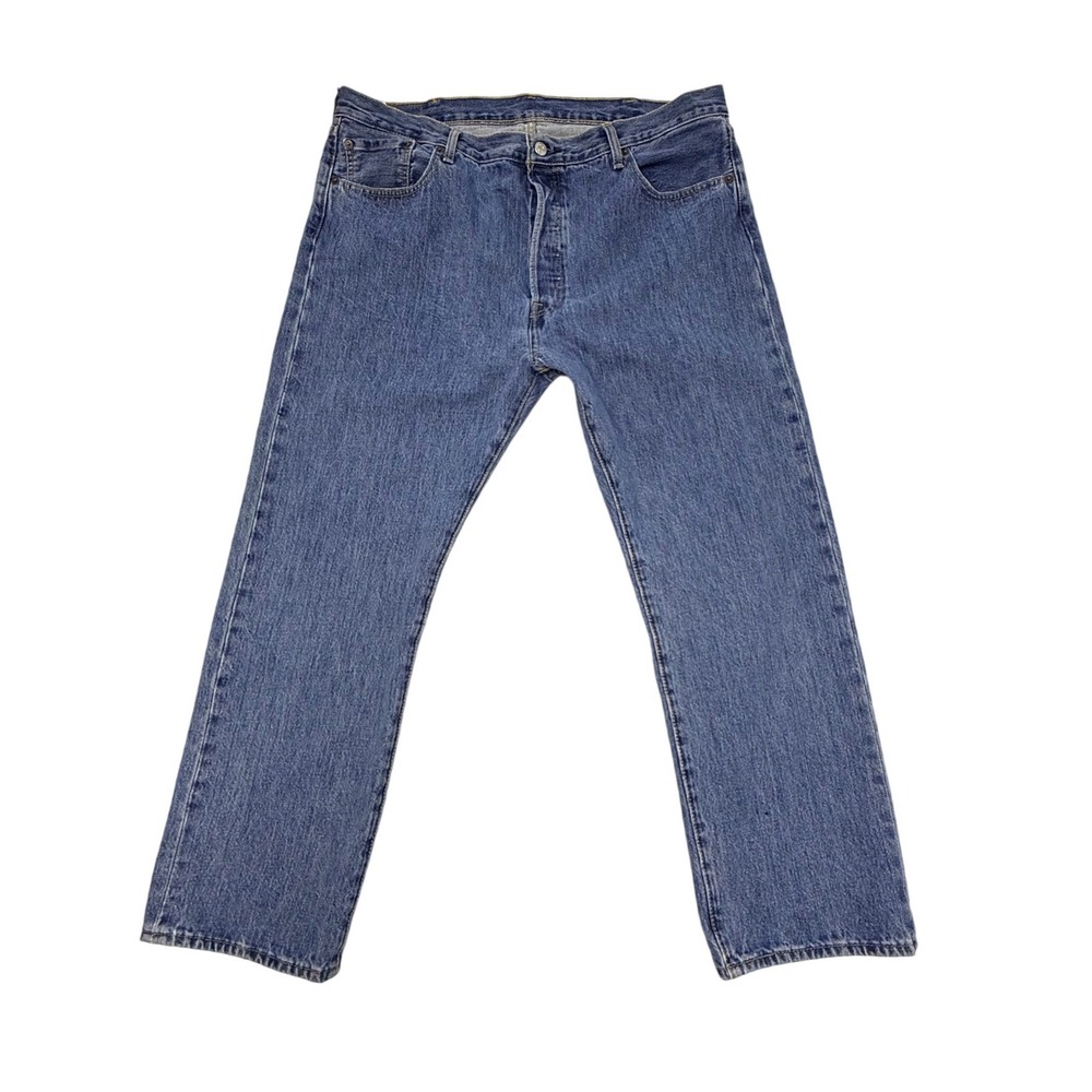 Levis 501 Original Fit Mens Jeans W40 L29 Blue Denim Straight Leg Button Fly - Picture 3 of 10